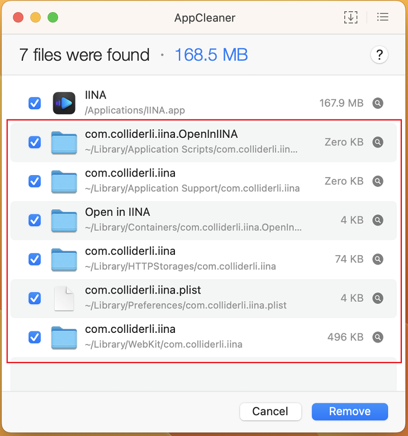 AppCleaner不要なファイルの場所