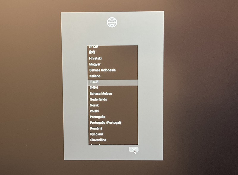 Apple Diagnostics言語選択