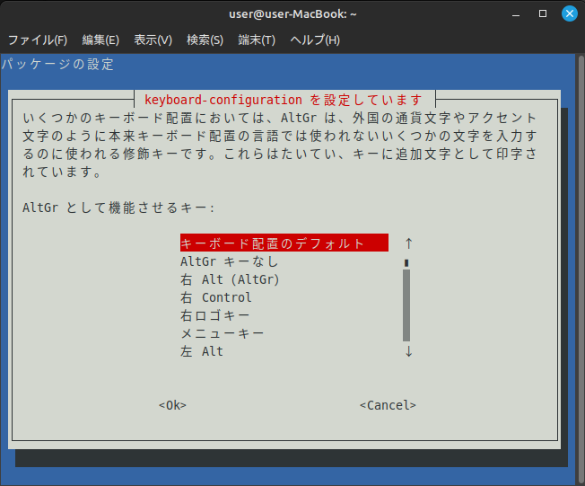keyboard-configuration入れるの選択