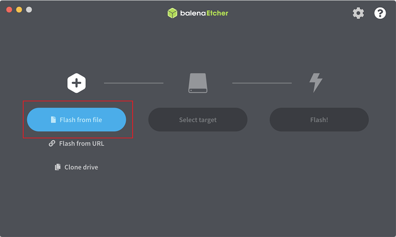 Etcherを起動してファイルを選択
