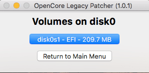 Open CoreLegacy PatcherインストールEFI