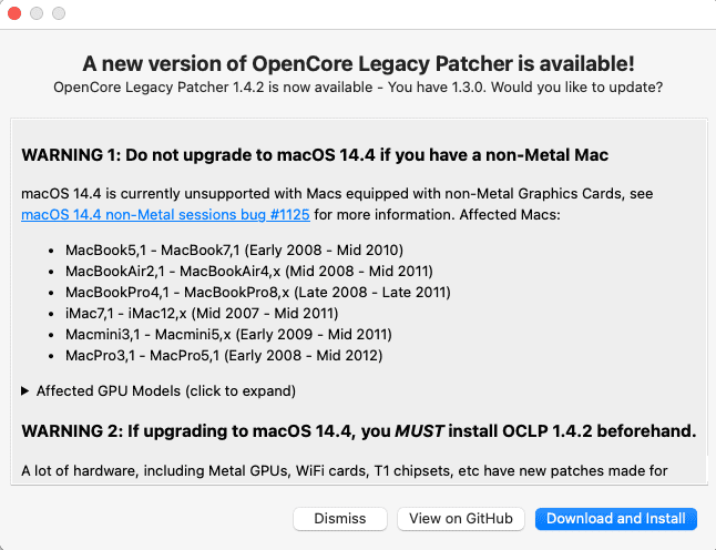 OCLP 1.4.2ダウンロード