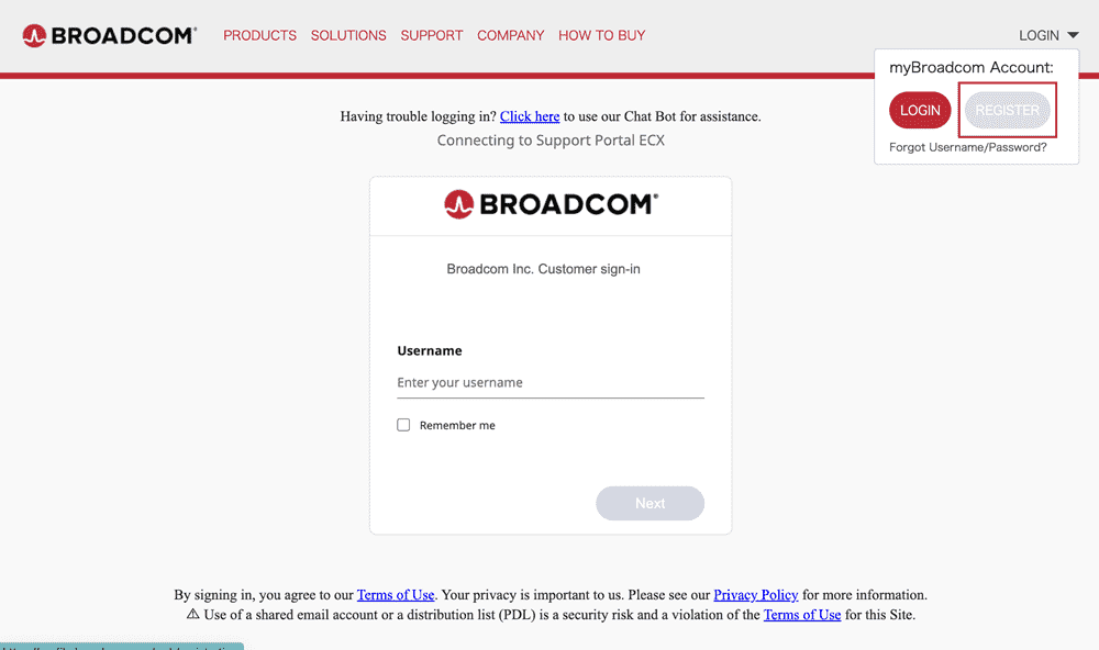 BROADCOM LOGIN
