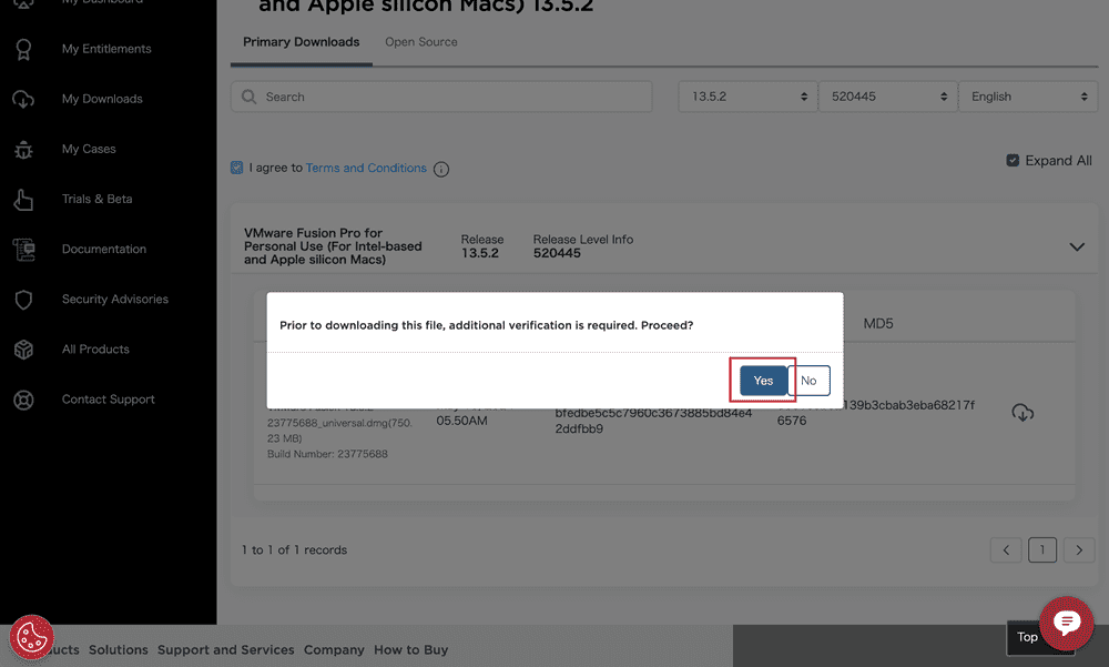 Prior to downloading this file,additional verification is required Proceed? このファイルをダウンロードする前に、追加の確認が必要です。