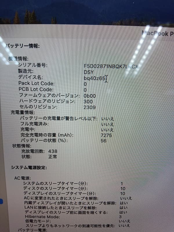 Mac バッテリー情報