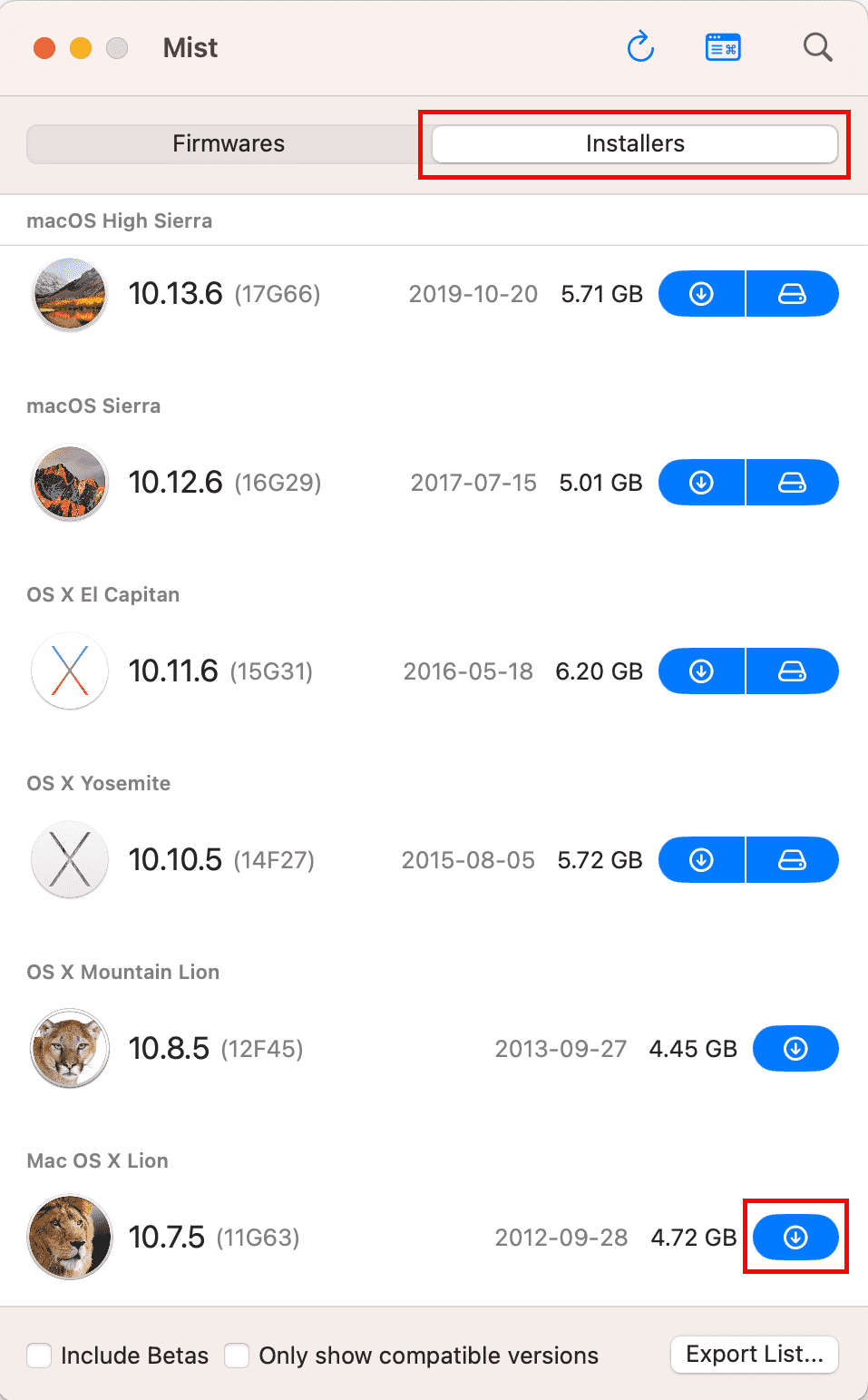 Mac OS X Lionのダウンロード